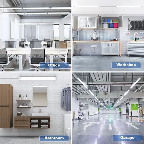 Miniatura 6 de Luz LED de garaje de 5 pies con cable de enchufe, luces LED impermeables de 5000 K para debajo del gabinete, luces de tubo de iluminación de 45 W