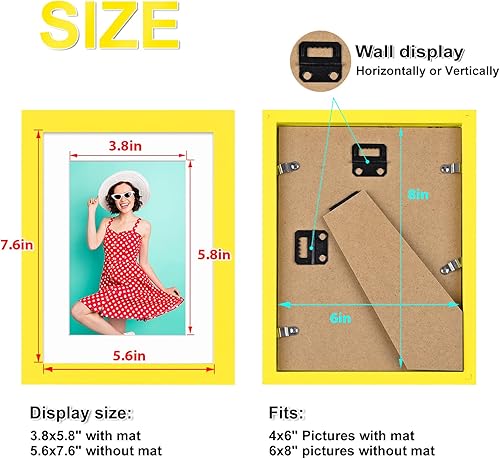 Vista 13 de KINLINK Marco de fotos A4 natural, de madera maciza con plexiglás acrílico para fotos A5 con paspartú o A4 sin paspartú, marco de fotos para mesa