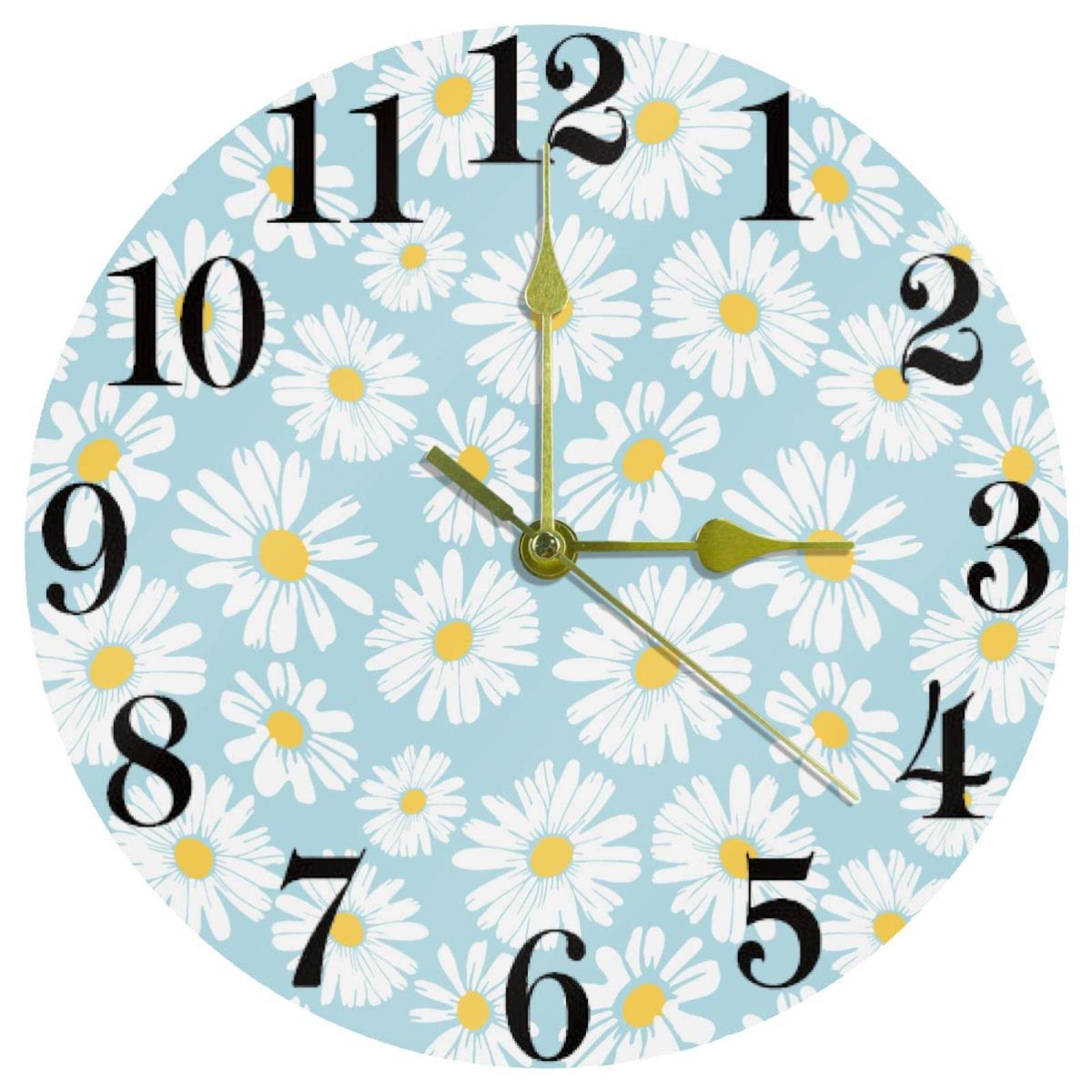 Horloge silencieuse motif floral bleu pour chambre et bureau une ambiance zen