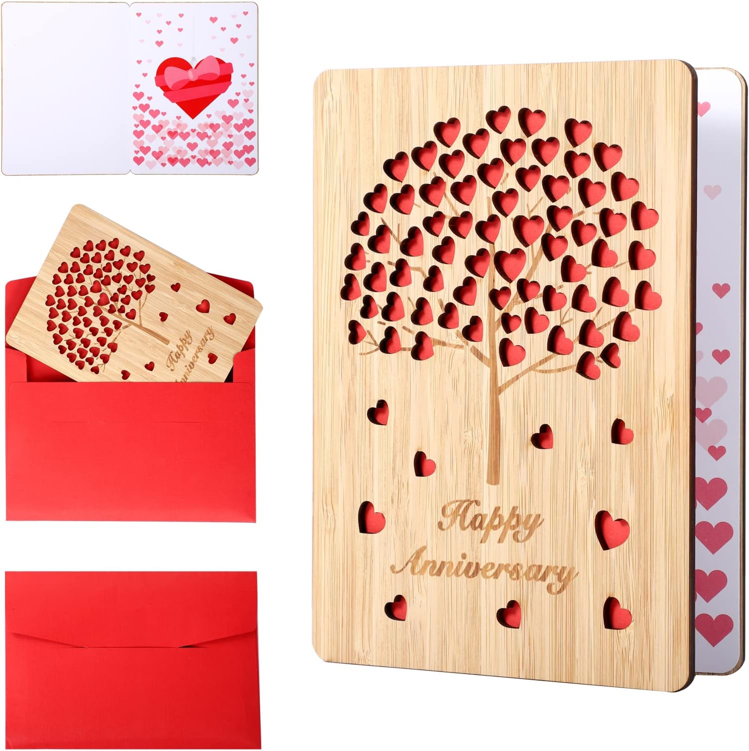 I Love You 40th Anniversary Card,Handmade With Real Bamboo Wood, Greeting Cards For Him,to Say Happy 40 Years Valentines Day Card, Ruby Wedding