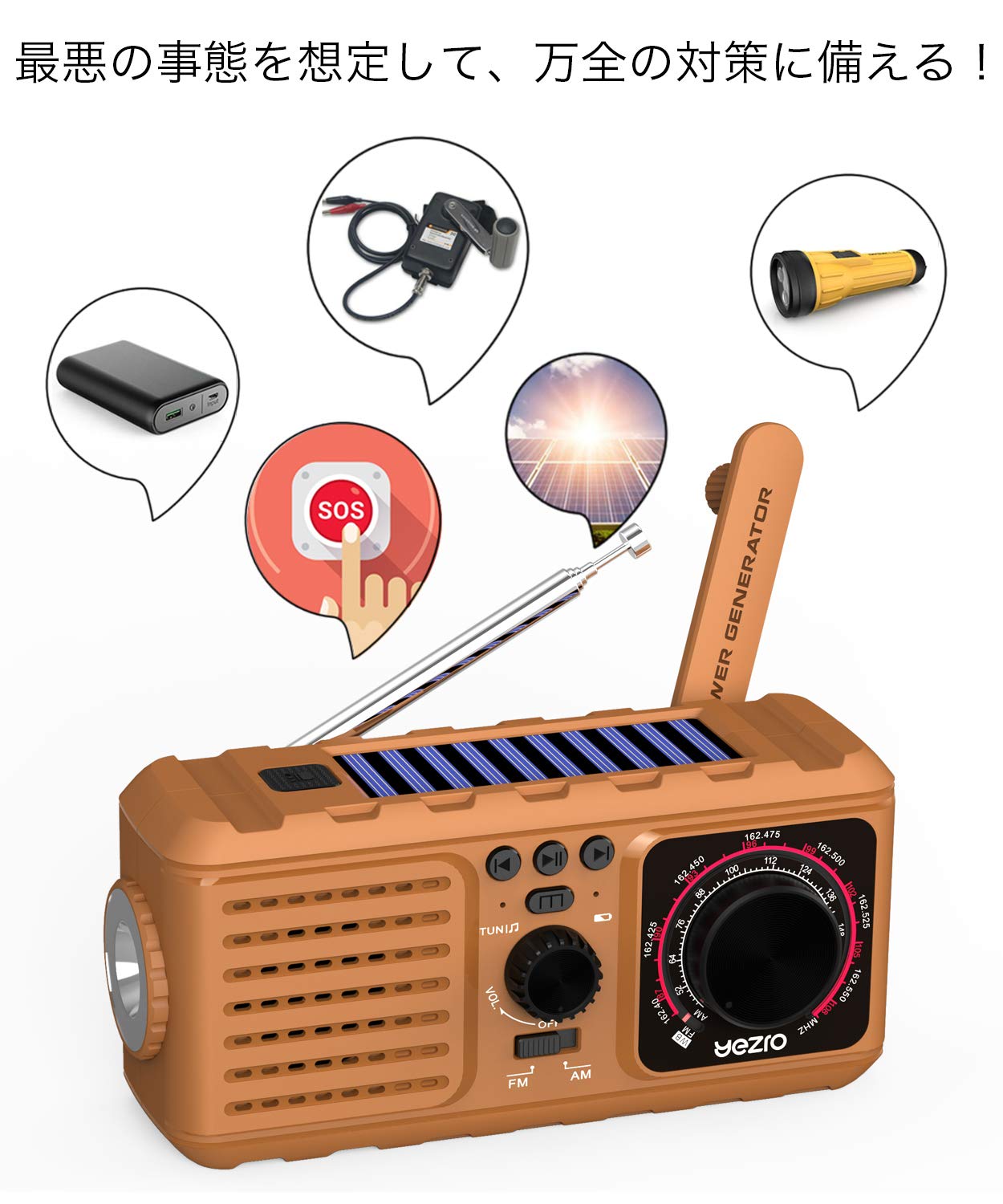 Amazon.co.jp: 防災ラジオ 懐中電灯 多機能 ソーラー ラジオライト LED