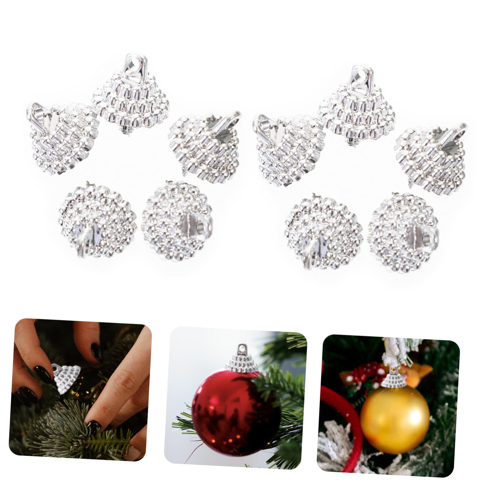Anneome Cubiertas para Bolas de Navidad DIY Tapas Colgantes Plateadas de Accesorios Únicos para Adornos y Decoración de Árboles Navideños