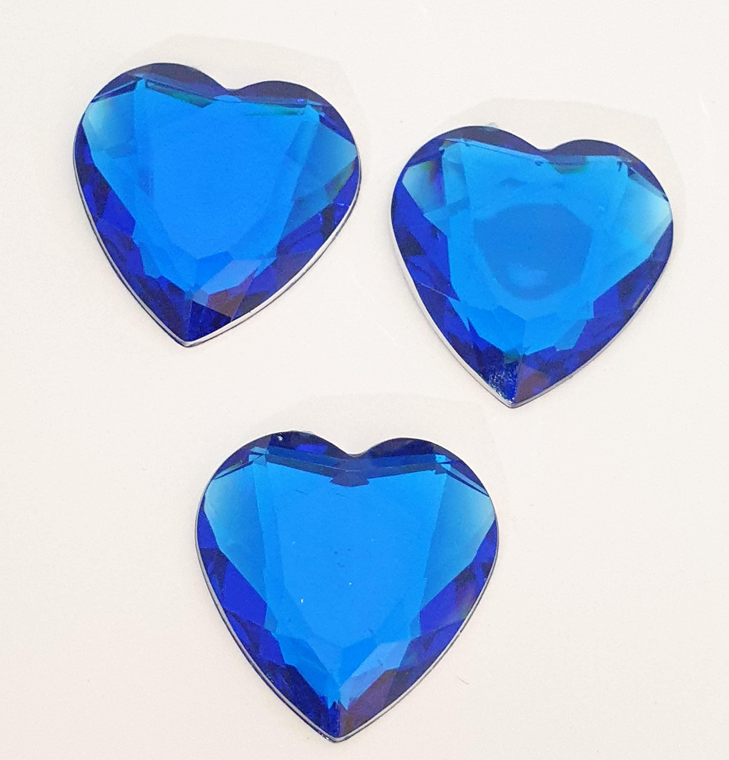 MajorCrafts 12pcs 30mm Flat Back Large Heart Acrylic Rhinestones Craft Gems (Sapphire Blue)