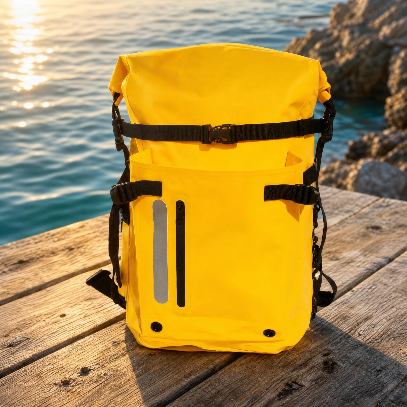 LOVIVER Mochila Impermeable Buceo Table Bolsa con Tapa Enrollable Bolsa Impermeable para Viajes Activos, Amarillo, 30L