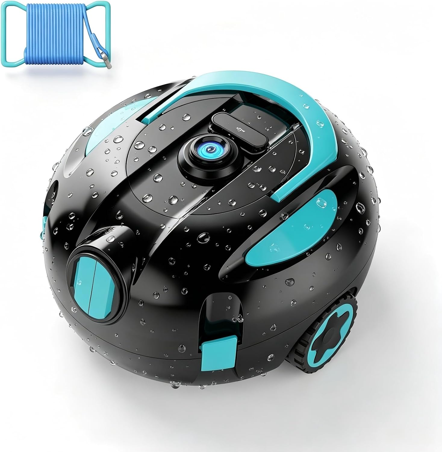 Cordless Pool Cleaner Robot, Robotic Pool Cleaner with Double Suction 40W,for Inground & Above Ground Pools,130 Mins Runtime,Lightweight, Auto-Parking (Blue)