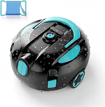 Cordless Pool Cleaner Robot, Robotic Pool Cleaner with Double Suction 40W,for Inground & Above Ground Pools,130 Mins Runtime,Lightweight, Auto-Parking Blue