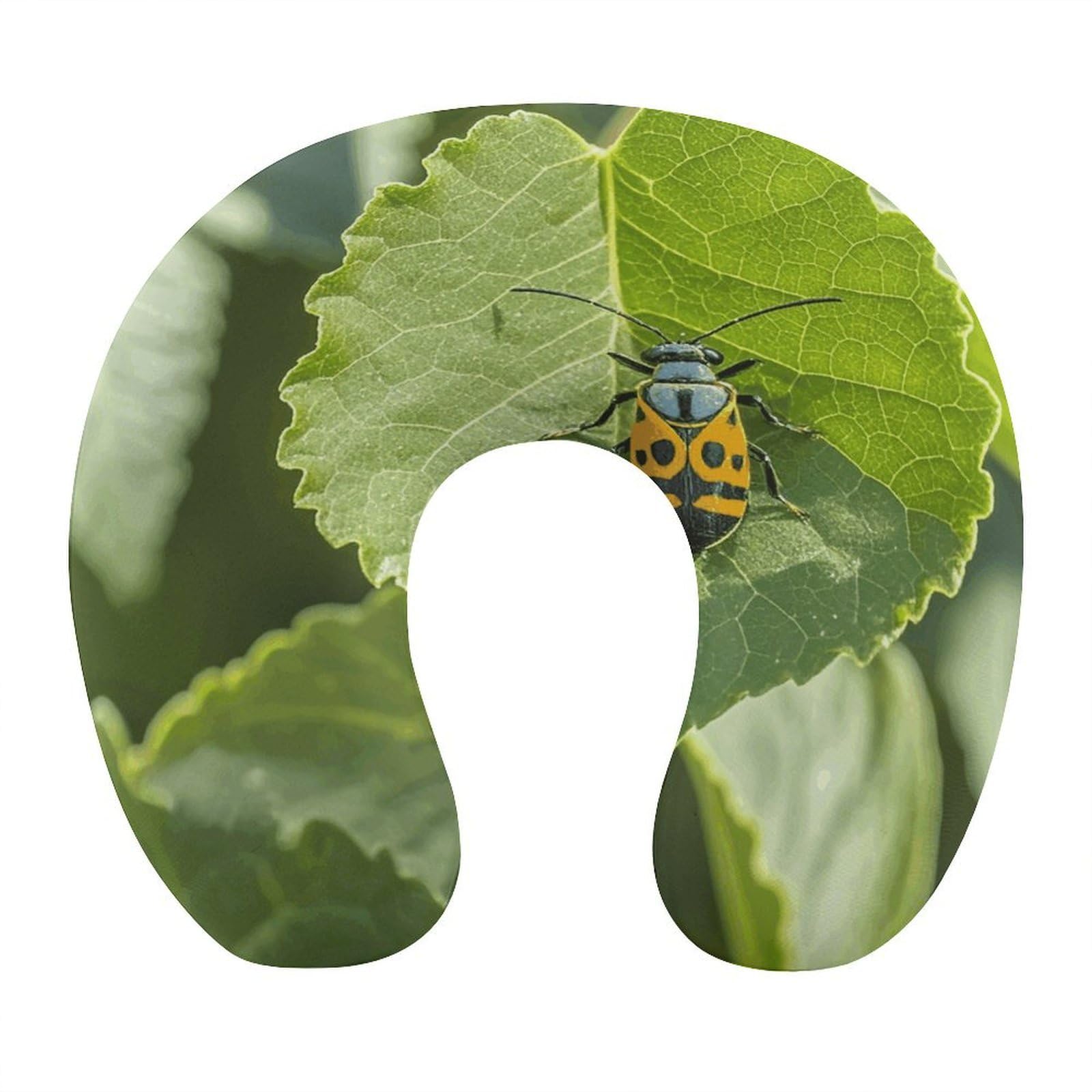LZQPOEAS Insects on Leaves Neck Pillow U Shaped Travel Pillow Comfortable Memory Foam Pillow Portable Neck Support Lightweight Headrest for Airplane Car Home Office Sleeping Traveling