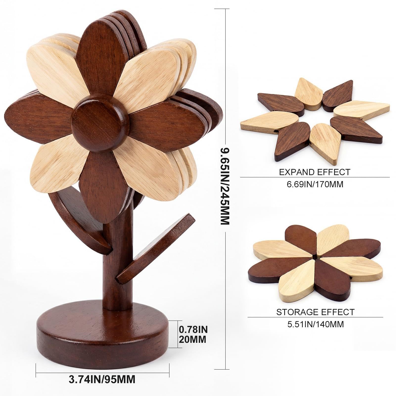 Holzuntersetzer In Baumform Dekorativer Sonnenblumenförmiger Faltbarer
