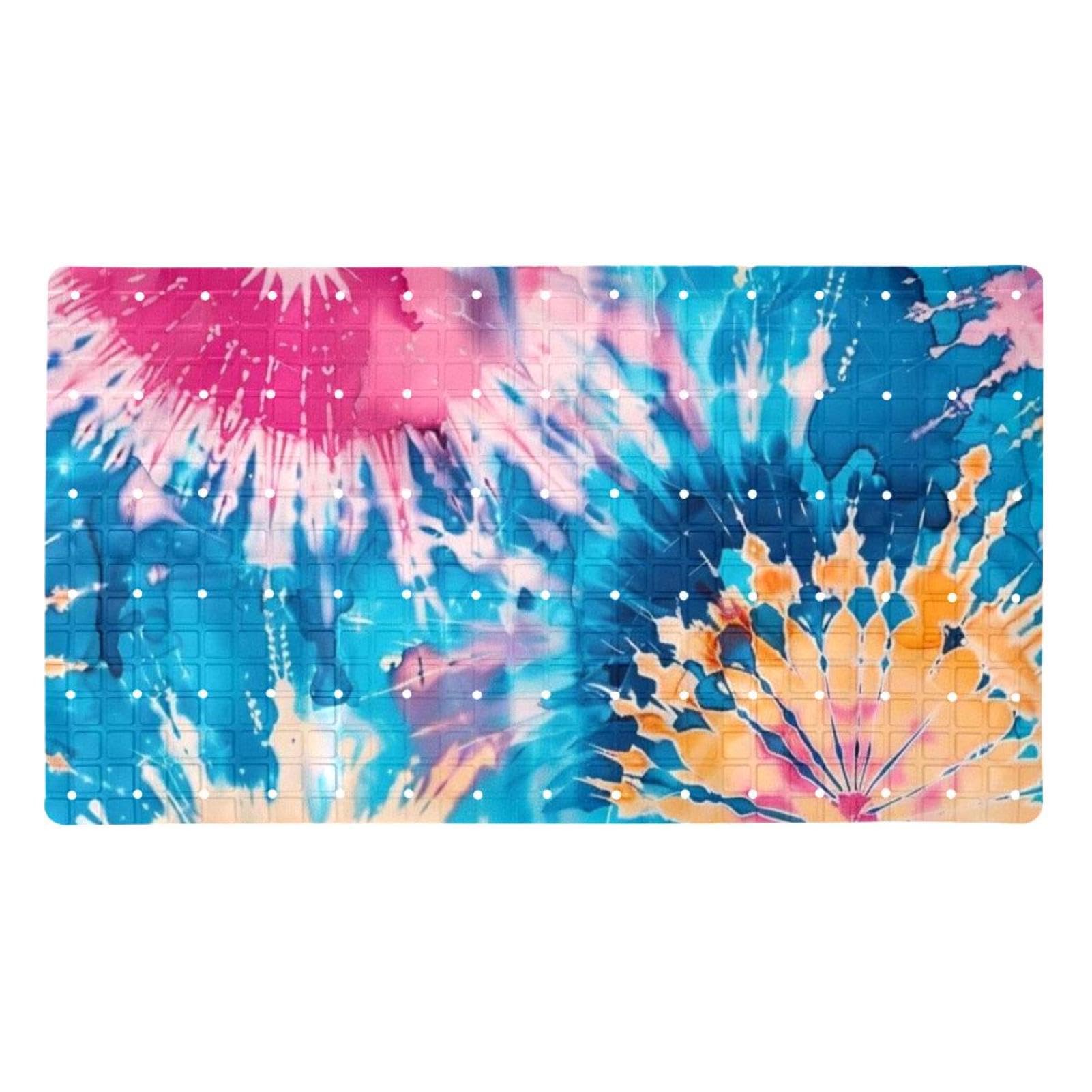 Tapis de bain antidérapant tie-dye avec trous de drainage pour la sécurité de la famille