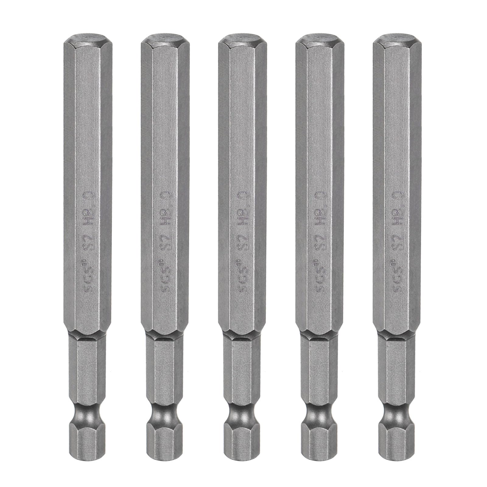 sourcing map 5pcs H8.0 Hex Head Drill Bit Wrench 8mm Metric Flat Tip 1/4" Hex Shank 80mm (3.15") Long Magnetic Hexagonal Screw Driver Socket Industrial Screwdriver Power Bits โ image 1