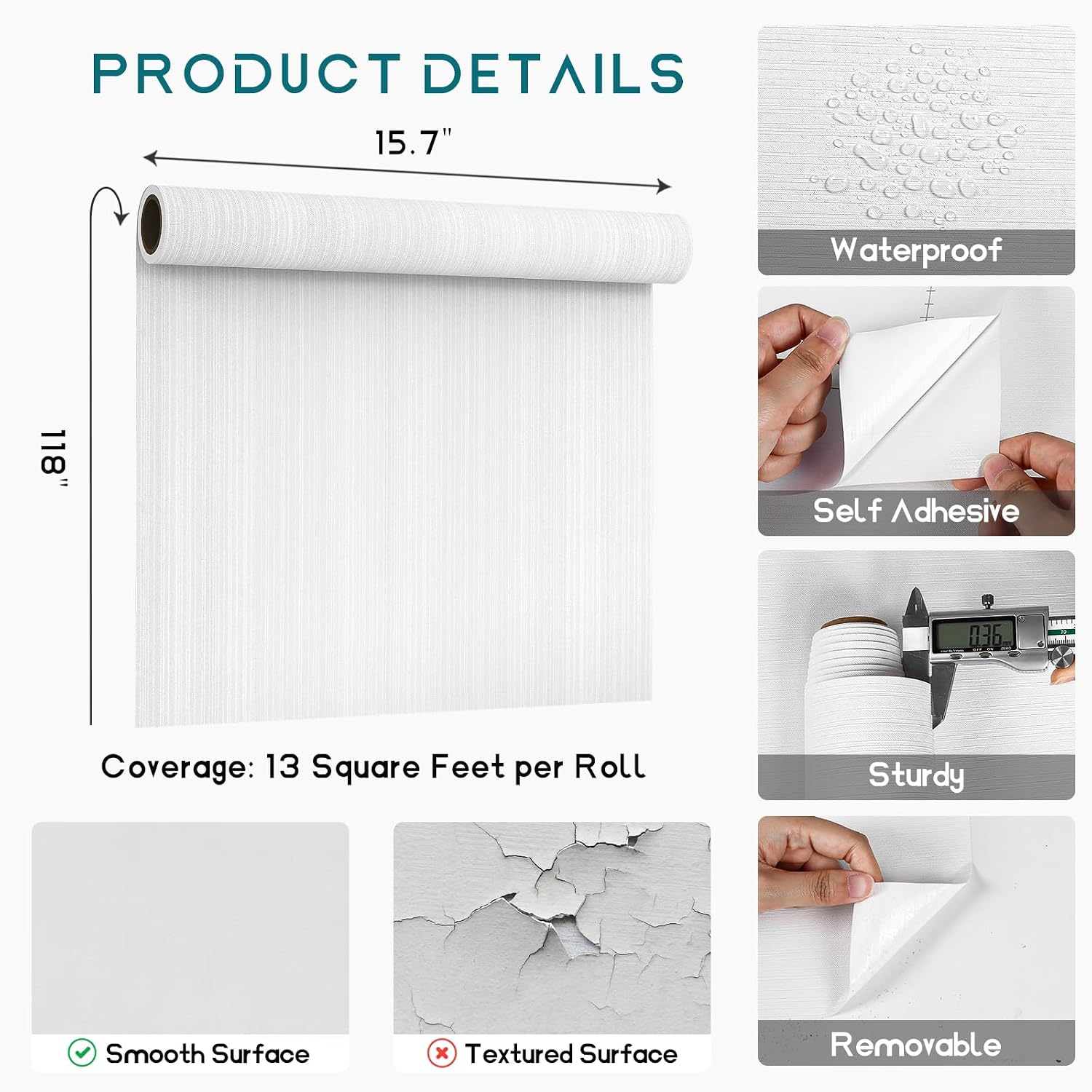 VEELIKE White Grasscloth Wallpaper Textured Peel and Stick Grass Cloth Wallpaper for Bedroom Bathroom 157''x118'' White Linen Wallpaper Peel and Stick Removable Contact Paper for Walls Cabinets Drawer