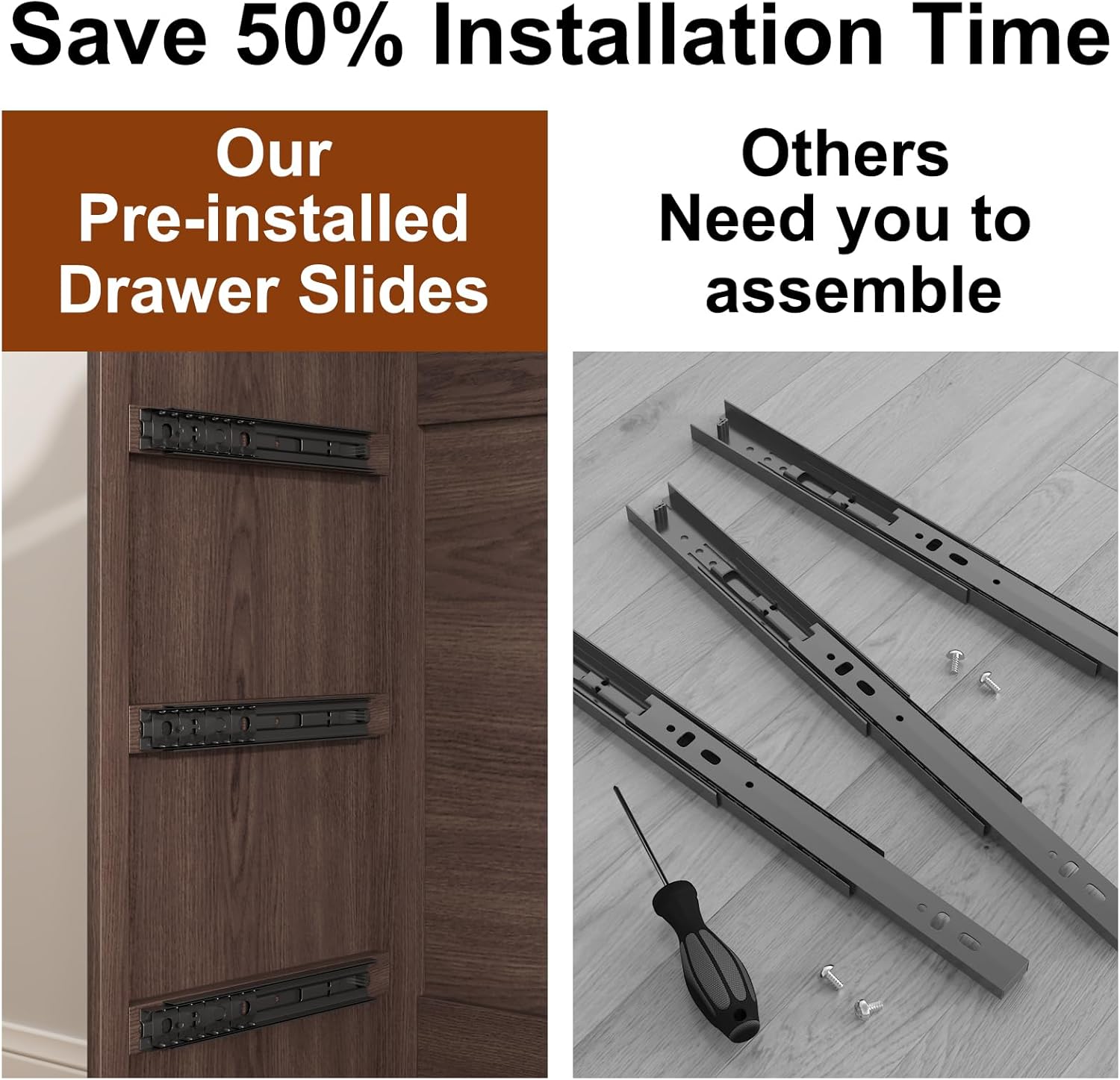 3 Drawer Dressers for Bedroom, 32" Large Wood Storage Dresser & Chest of Drawers with Charging Station, Wide Modern Dressers with 3 Drawer Storage Organizer for Bedroom Living Room Closet Brown - Image 4