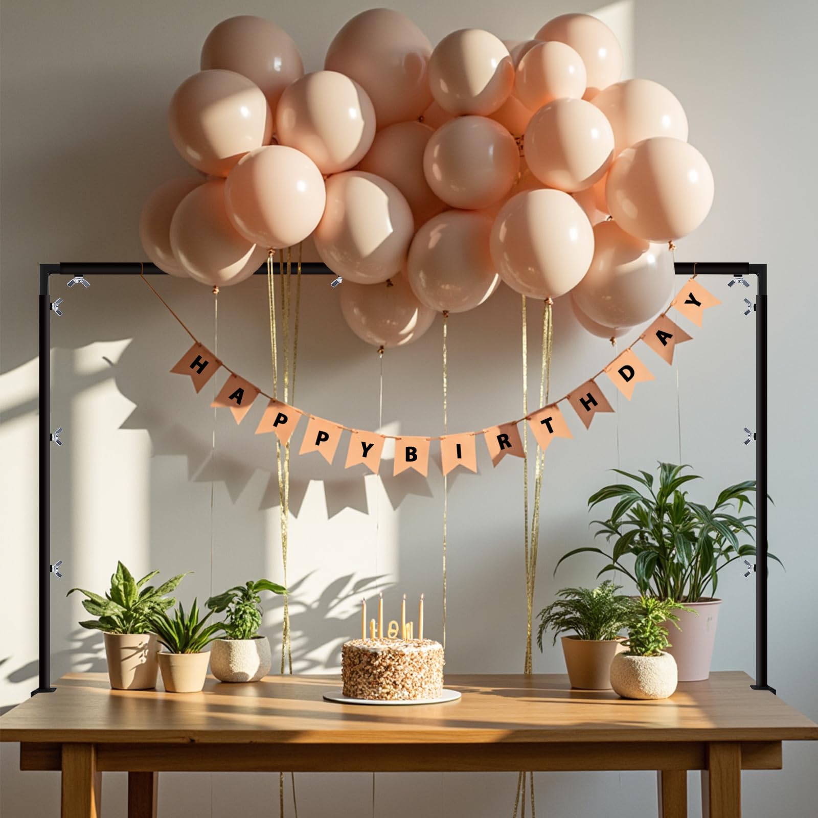 Supporto ad Arco da Tavolo Regolabile con Morsetti – Stand per Arco di Palloncini per Matrimonio, Compleanno e Decorazioni di Natale (Lunghezza 73-247cm, Altezza 68-105cm, Nero)
