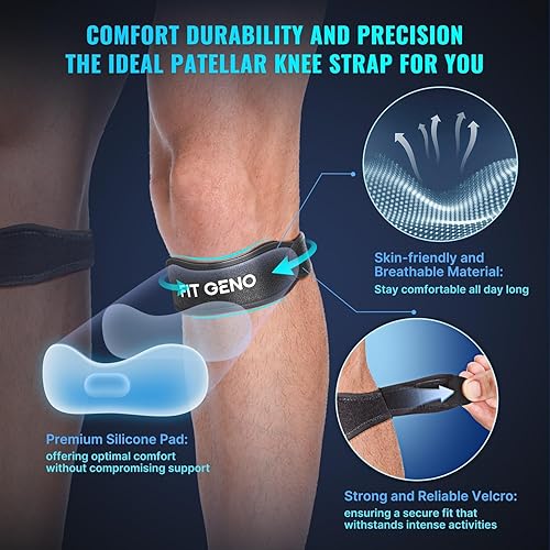 Miniatura 4 de Correa para la rodilla soporte para tendón de rótula paquete de 2 soportes de rodilla para aliviar el dolor para hombres, mujeres y jóvenes, todos