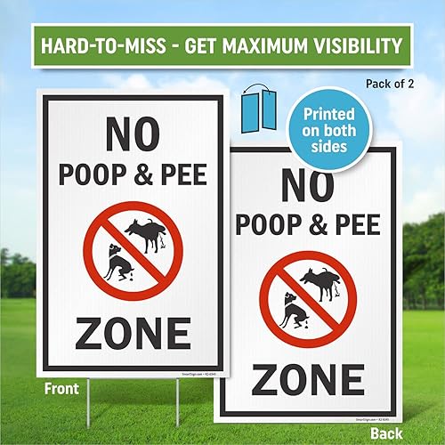 Miniatura 10 de SmartSign Letrero "No Poop And Pee Zone" de 14 x 10 pulgadas con agujeros prelimpiados, impreso digitalmente, plástico HDPE de 55 mil, rojo, blanco