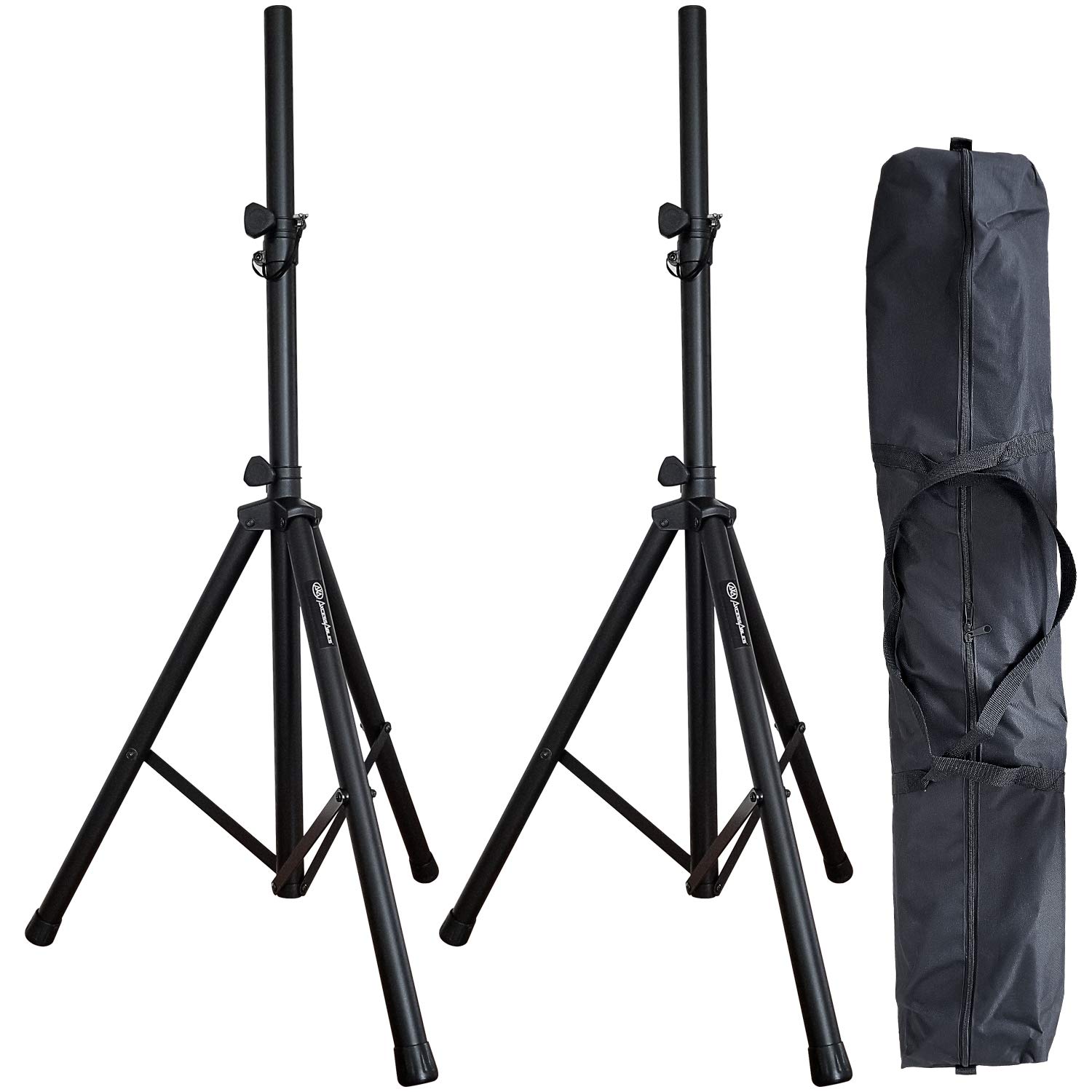 AxcessAbles SSB-101 Universal DJ PA Speaker Stands with Carrying Bag. Portable DJ Speaker Tripod Sta