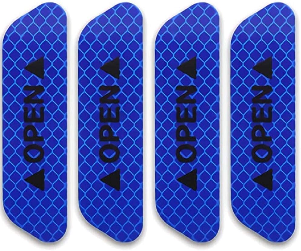 Allure Auto® (Blue) Night Visibility Warning Reflective Door Open Sign Tape Car Reflective Stickers Universal Adhesive for Auto 9.5 x 2.5cm 4 pcs Compatible with Aadi A1