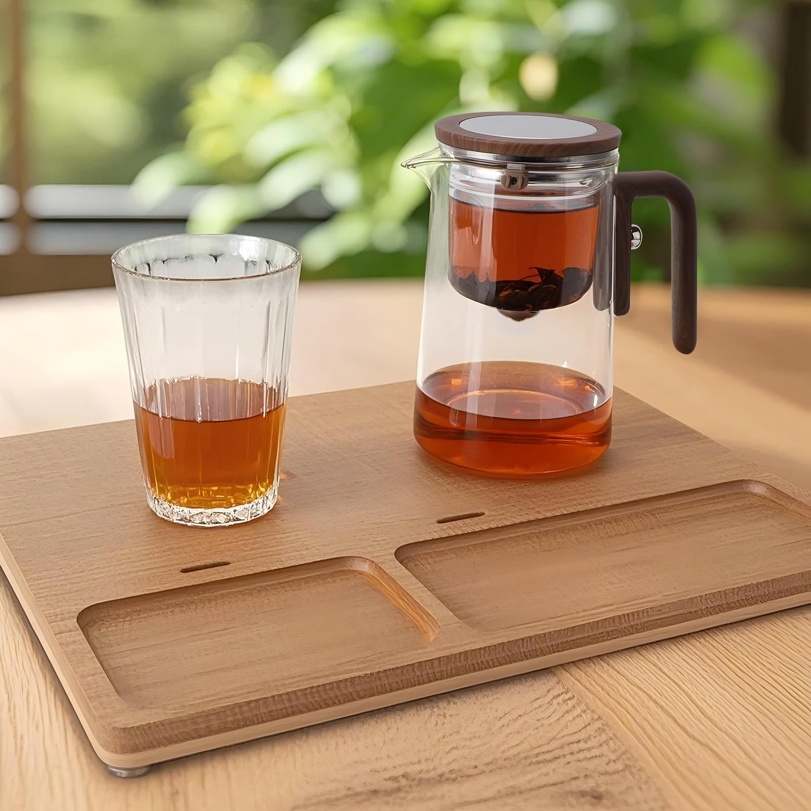 Magiczny szklany czajniczek z wypełniaczem wody i sitkiem – dozownik kontroli prasy Enchantipot do dobrego samopoczucia i popołudniowej herbaty (800 ml)