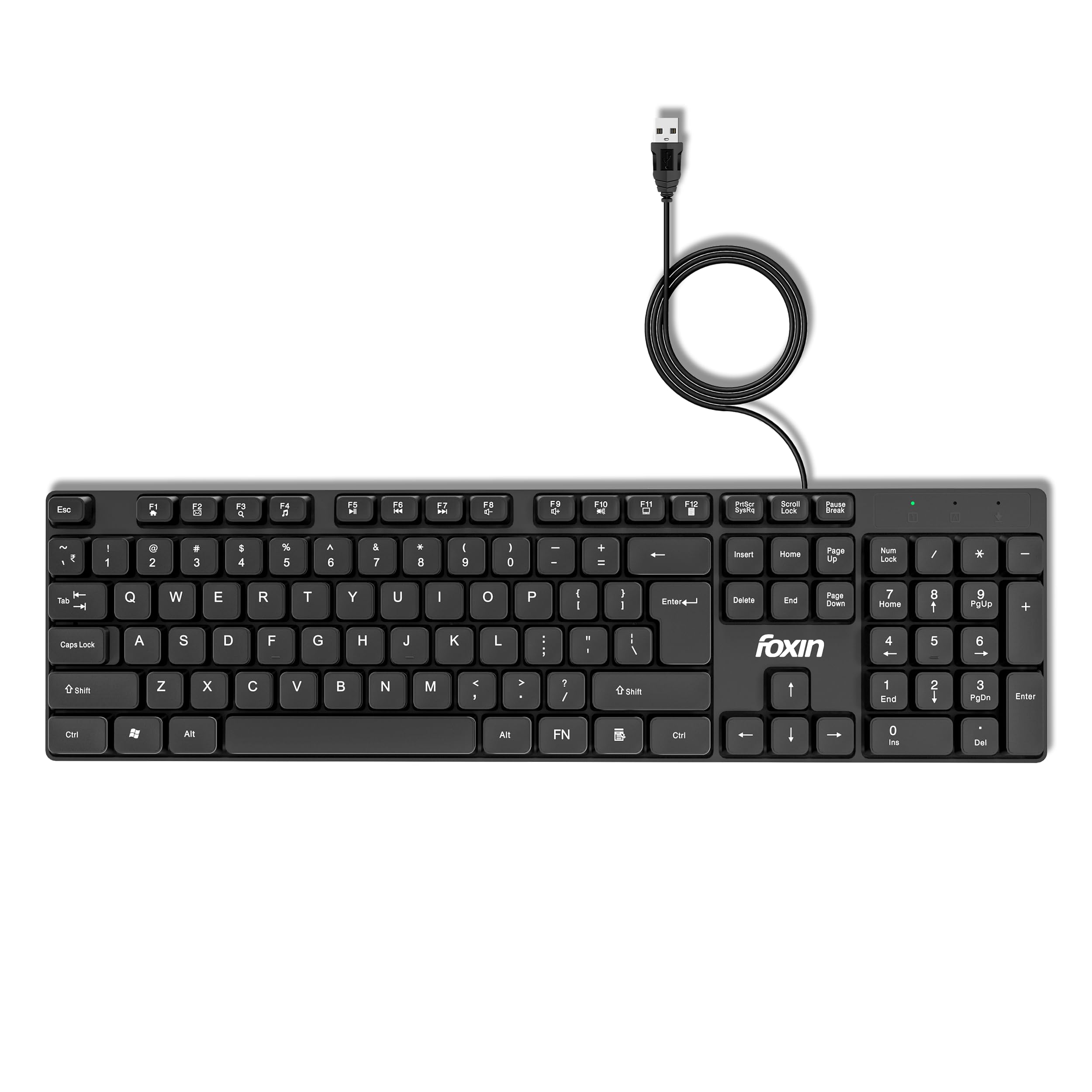 FOXIN Keysoft Wired USB Keyboard | 104 Keys with Multimedia Controls & Rupee Key (₹) | Spill-Resistant & Durable | USB Connectivity | 1.2m Cable | Comfortable Design | Keyboard for PC, Laptop & Mobile-image-22