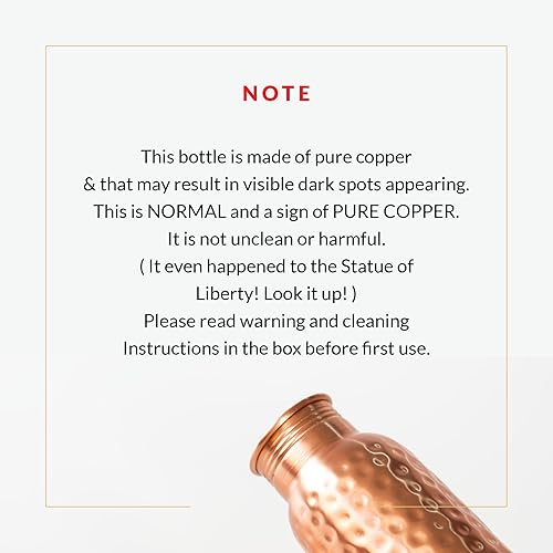 Miniatura 7 de Botella de agua de cobre  32 oz ideal para beber, viajar, botella de gimnasio, botella de agua de cobre martillada hecha a mano (martillada)