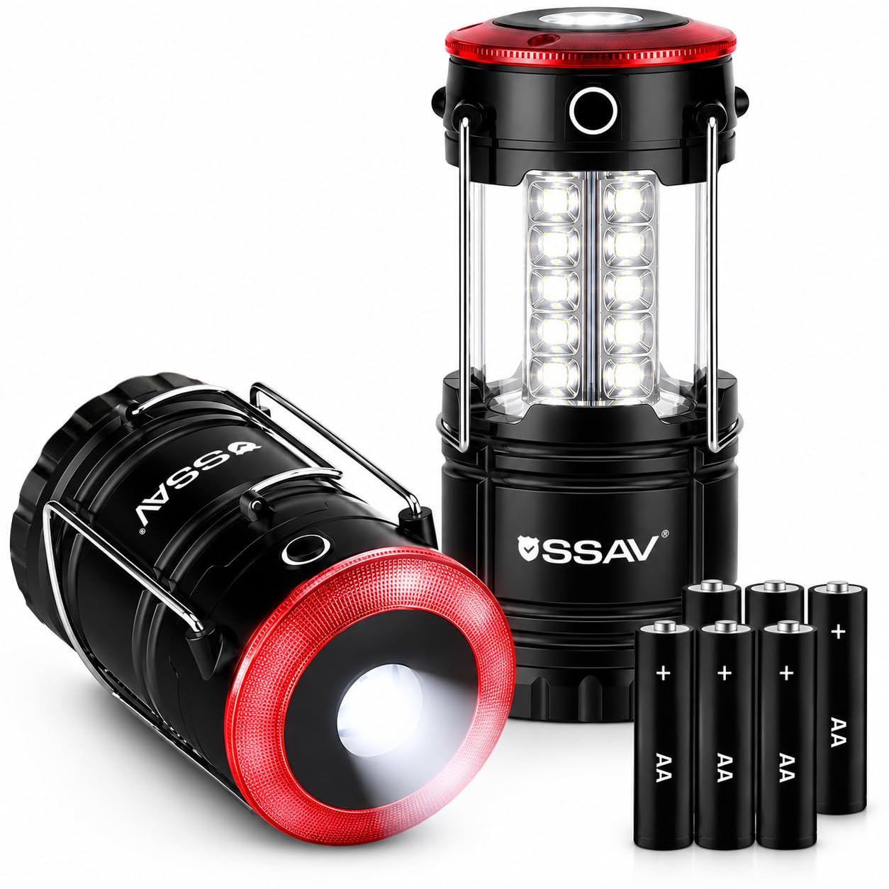 Lanterna da campeggio, lanterne a LED, kit di sopravvivenza adatto per uragano, luce di emergenza per tempesta, interruzioni, lanterne portatili all'aperto, nero, pieghevoli, batterie incluse