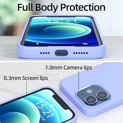 Miniatura 3 de Compatible con iPhone 12 Mini, silicona líquida de alta calidad, funda protectora de cuerpo completo a prueba de caídas, forro de microfibra suave