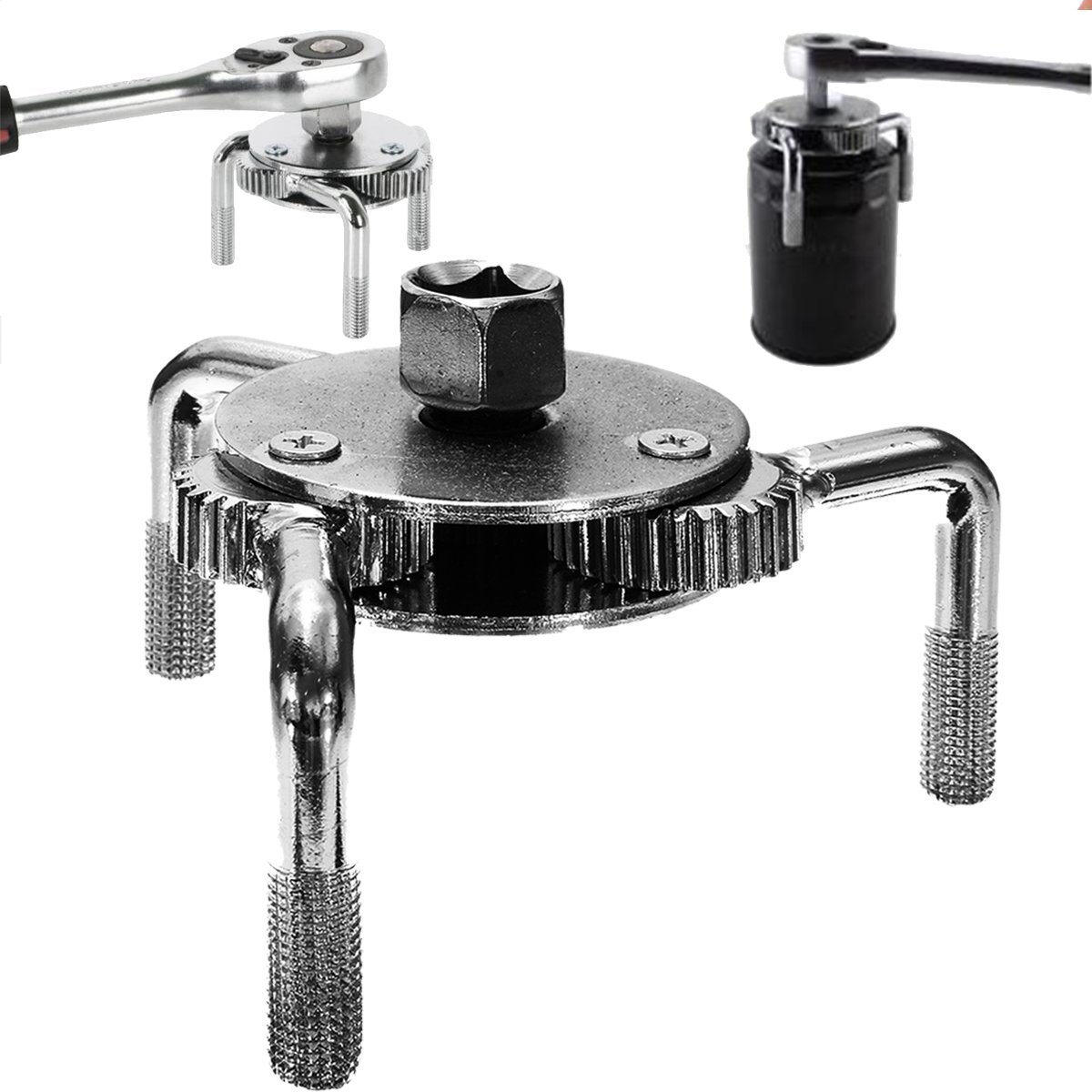 Chiave Per Filtro Olio - 3 Bracci, 70-125 Mm, Con Riduzioni 3/8 E 1/2 - Foto 2