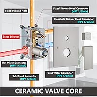 Vista 6 de Midanya Sistema de ducha de lluvia, juego de grifo de ducha para bañera, cabezal de ducha cuadrado de cascada con rociador de mano, boquilla