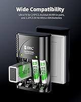 Vista 2 de EBL Baterías recargables AAA 4 paquetes, cargador de baterías con enchufe de CA plegable para baterías recargables AA AAA 9V Ni-MH Ni-CD