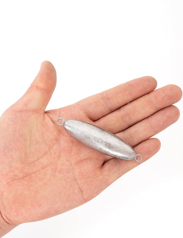 BLUEWING Torpedo Sinker Through Wire Fishing Weight Saltwater Bullet Lead Double Ringed, 6 oz, 3 Pack by BLUEWING - Image 2