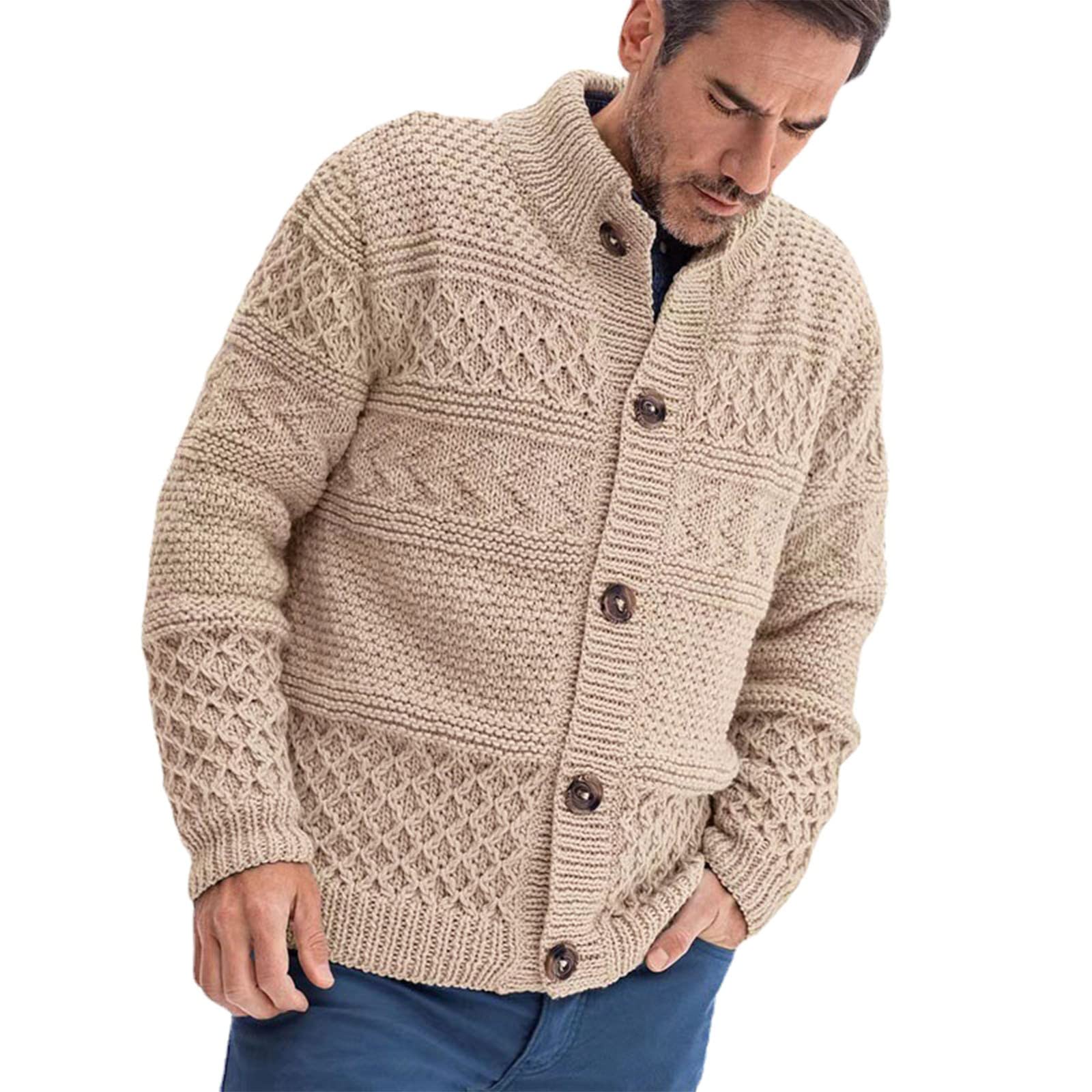 Chaqueta de punto elegante hombre ajustada para evitar el frío con estilo 8