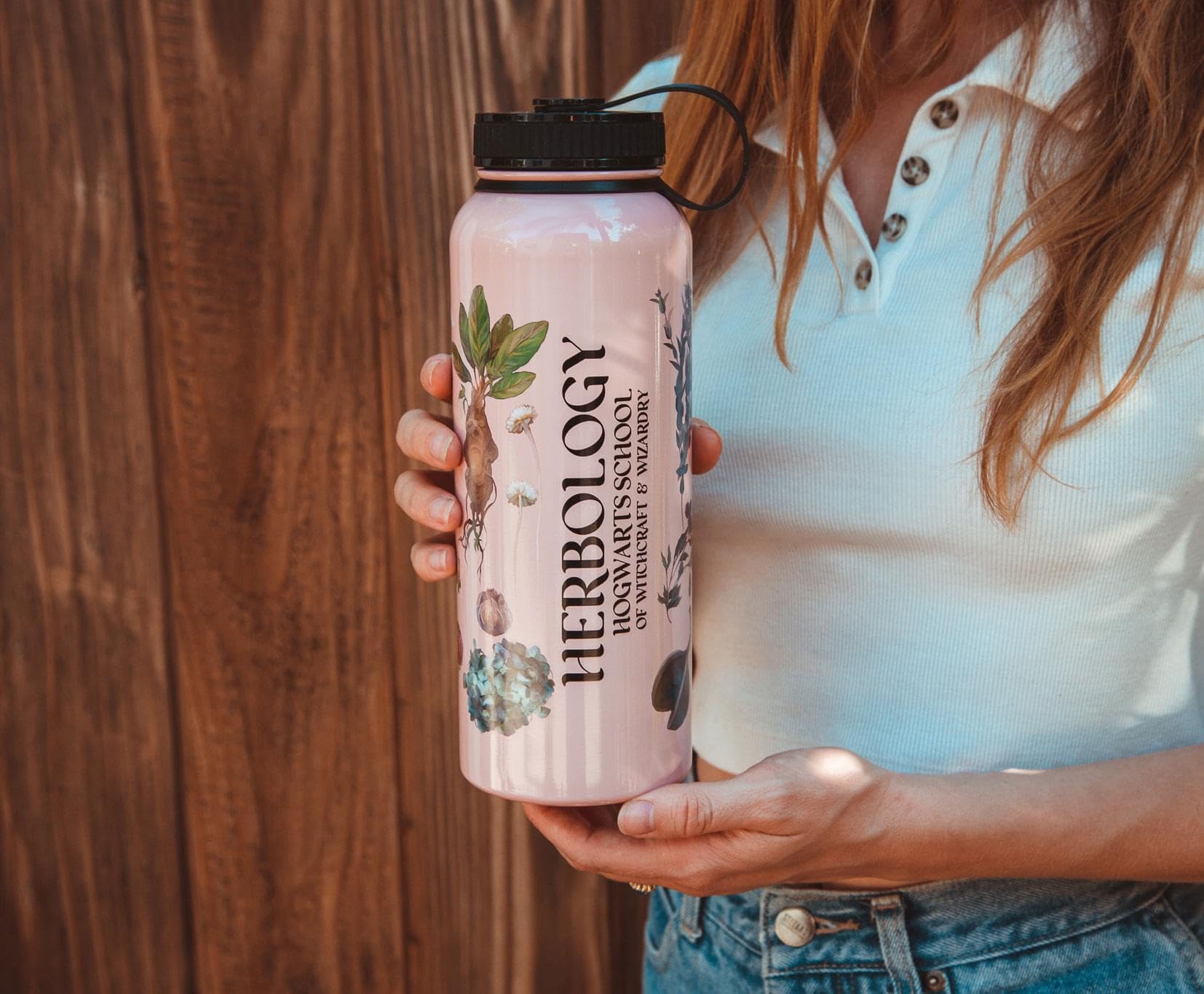 Harry Potter Herbology - Botella de agua de acero inoxidable con tapa resistente a fugas | Jarra deportiva grande | Capacidad para 20 onzas