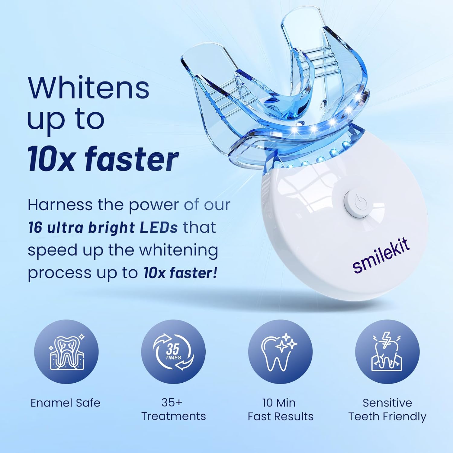 Teeth Whitening Kit with LED Light,Teeth Whitening 4 Whitening Gels & 2 Desensitizing Gels 35% Carbamide Peroxide, Helps Remove Surface Stains from Coffee, Food, Portable Oral Care Set for Fast Result - Image 3