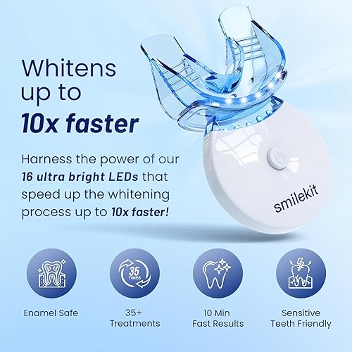 Teeth Whitening Kit with LED Light,Teeth Whitening 4 — top-down angle highlighting key features
