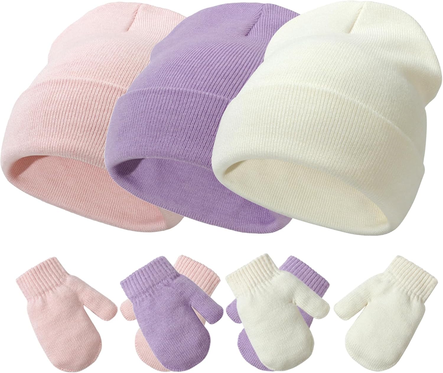 Baby Hats and Mittens Set Infant Toddler Beanie Caps Hospital Hat Set Newborn Gloves for Baby Boys Girls