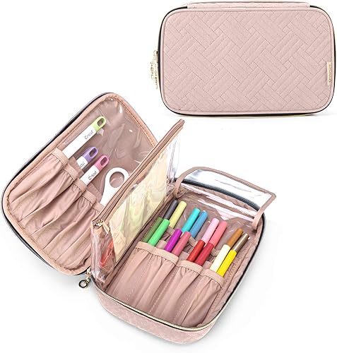 Vista 16 de Yarwo Estuche de transporte compatible con el juego de herramientas Cricut, bolsa organizadora de accesorios para bolígrafos de manualidades y Negro