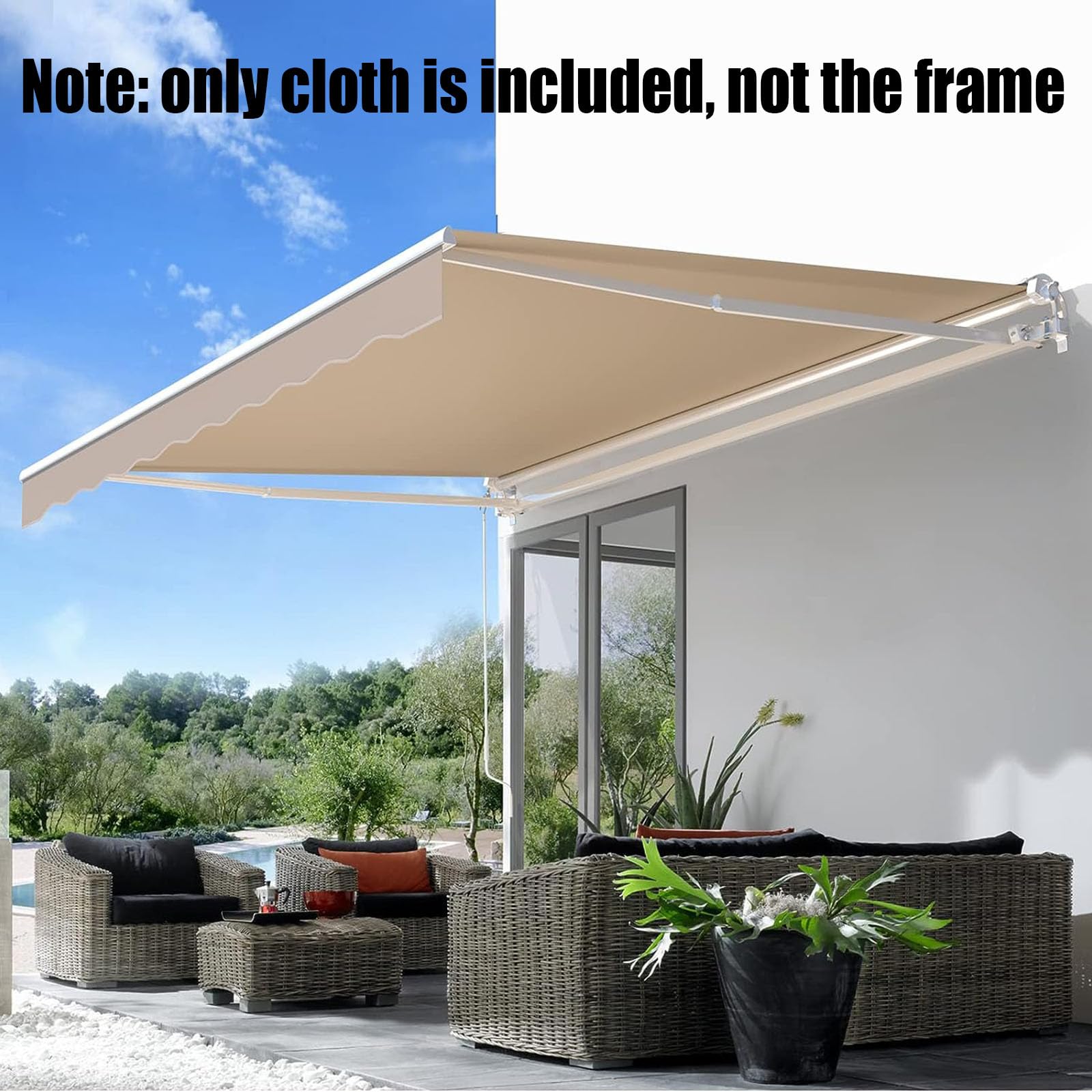 Parte Superiore della Tenda da Sole in Tela di Ricambio (Solo Tessuto) Tettoia in Poliestere Tenda Parasole Copertura Esterna per Finestra per Patio, Terrazza, Balcone, Giardino(Beige 8X9Ft)