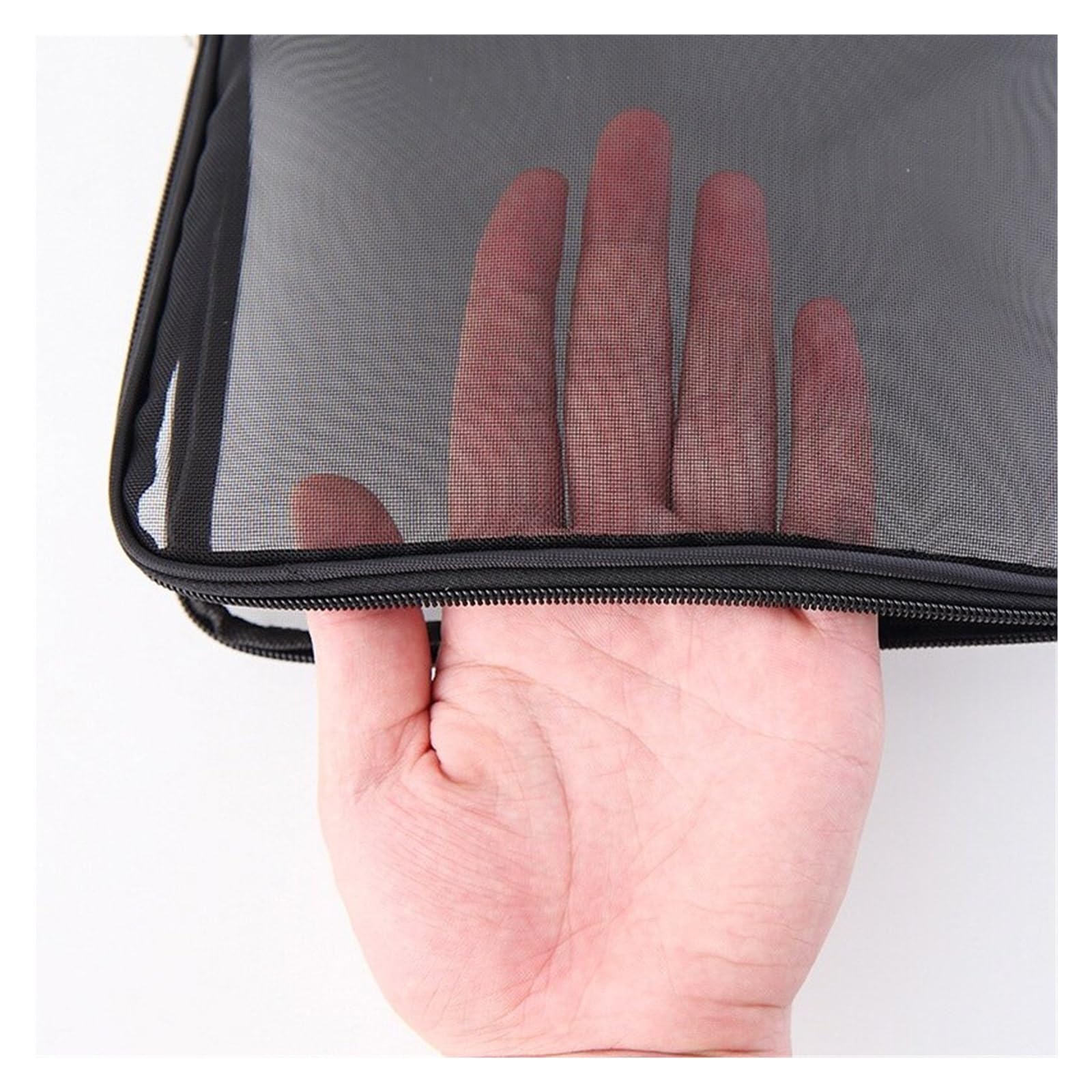 Borse con zip a rete Borsa con cerniera in rete Cartelle tascabili di grandi dimensioni Borsa con cerniera in rete Cartella portadocumenti traslucida for libri Scatola portadocumenti(Black)