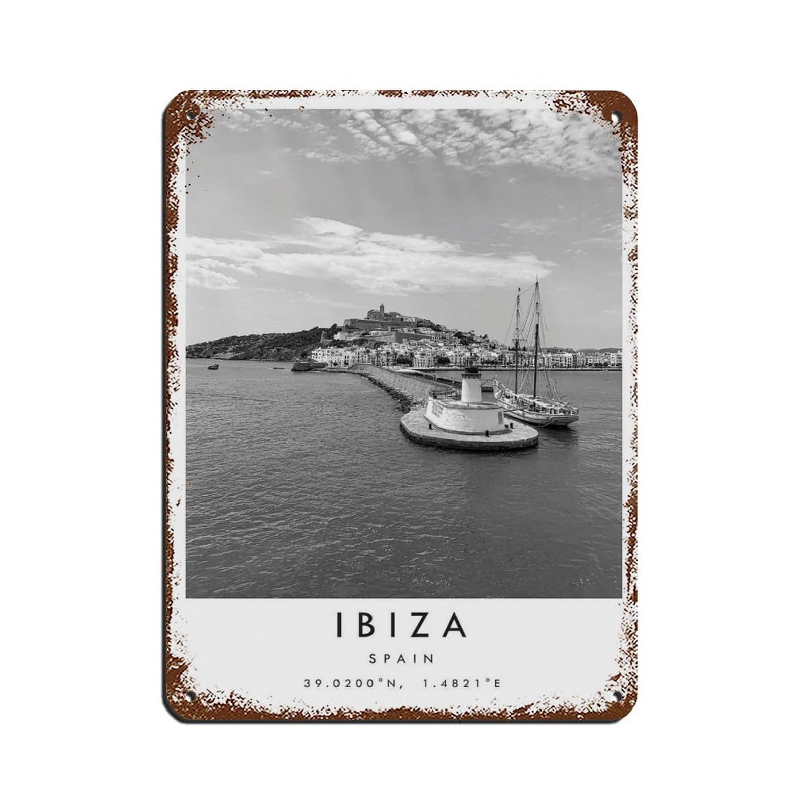 Ibiza Travel, Ibiza Poster (2) Tin Sign Vintage Metal Pub Club Cafe Bar Home Wall Art Decoration Poster Retro 12x16inch(30x40cm)