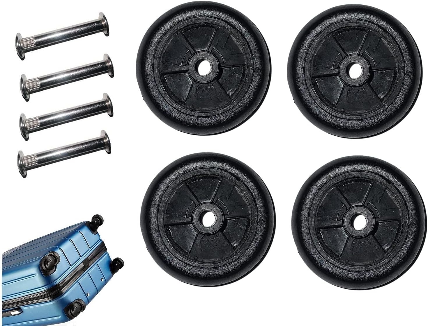 Luggage Wheels Only for Replacement and Repair Travel Trolley Bag VIP, Safari, Skybag, Amrican Tourister Suitcases Rubber Wheel for Luggage Parts, 4 Piece (Black 4 cm)