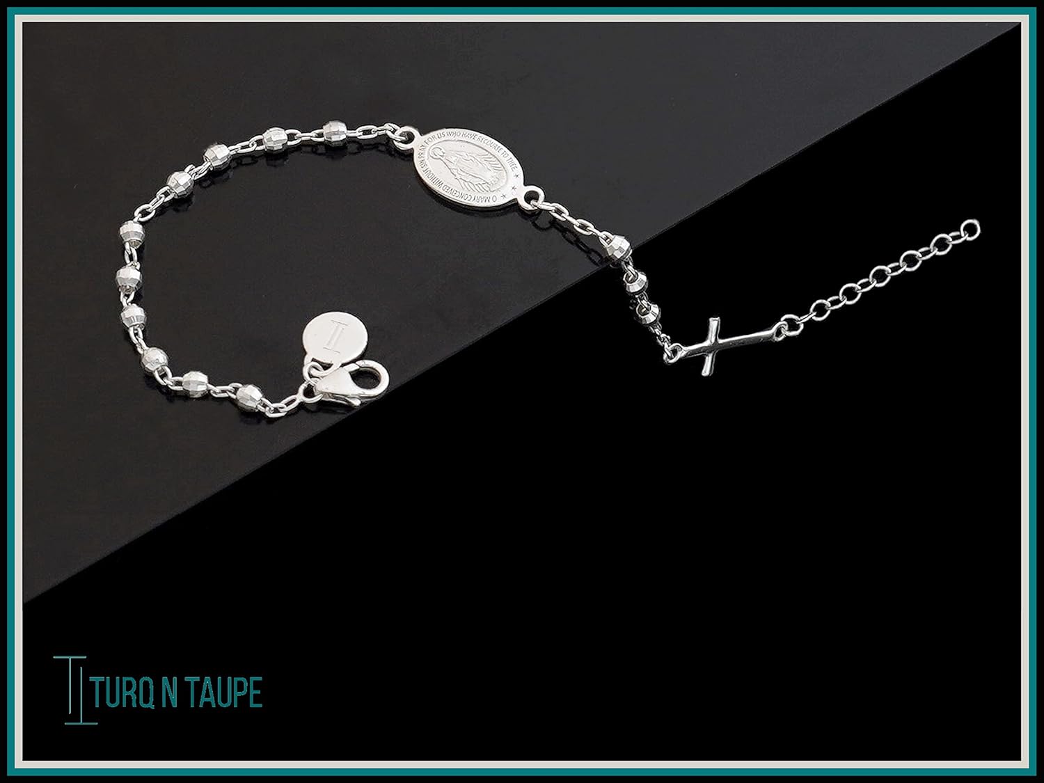 TURQNTAUPE 925 Sterling Silver Bead Station Bracelet for Women & Girls - everyday wear gifts for her - Image 2