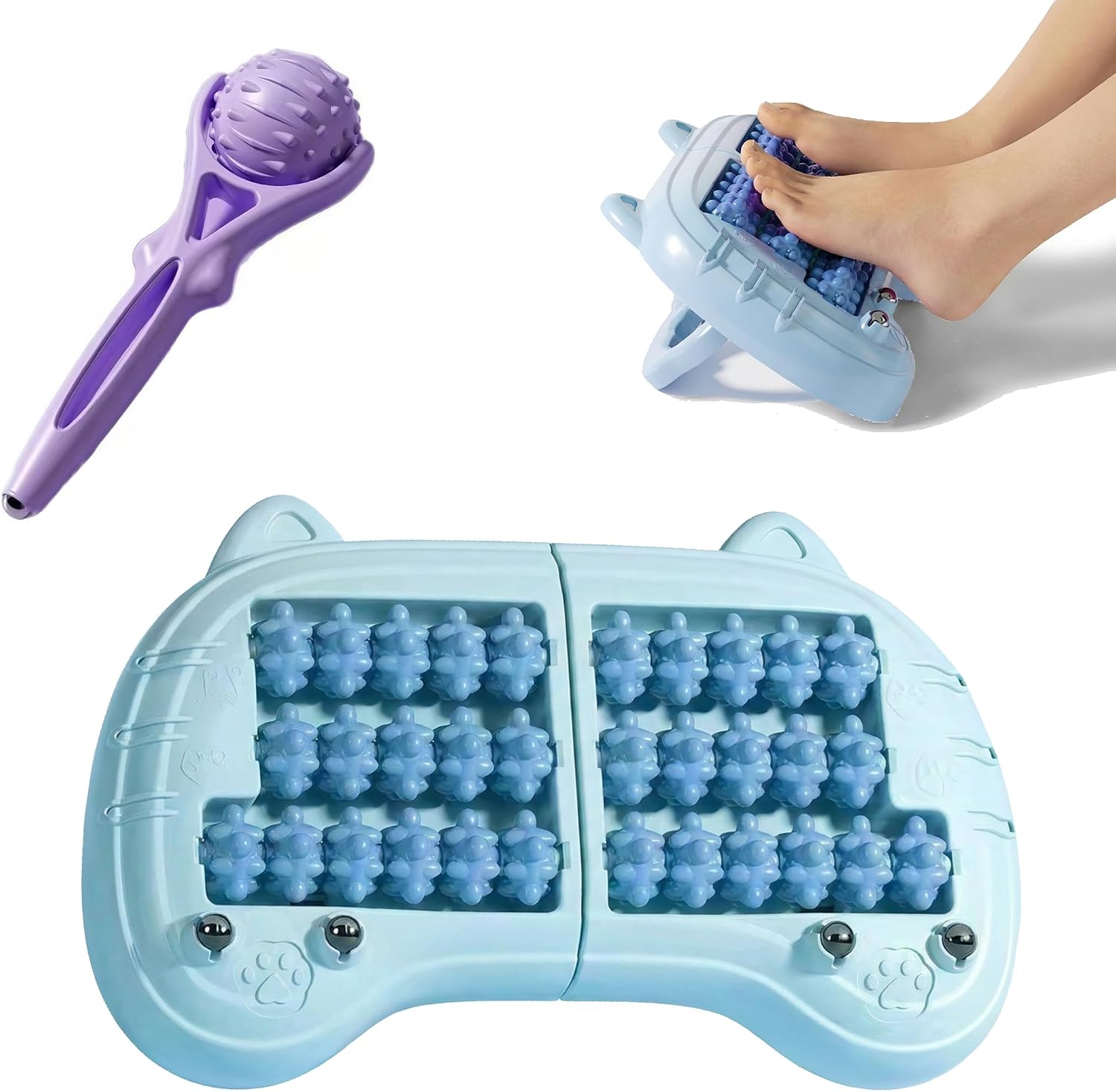 Foot Roller Massager for Plantar Fasciitis Relief,Dual Foot Roller for the Arch, Heel, Calf and Sole of The Foot Blue