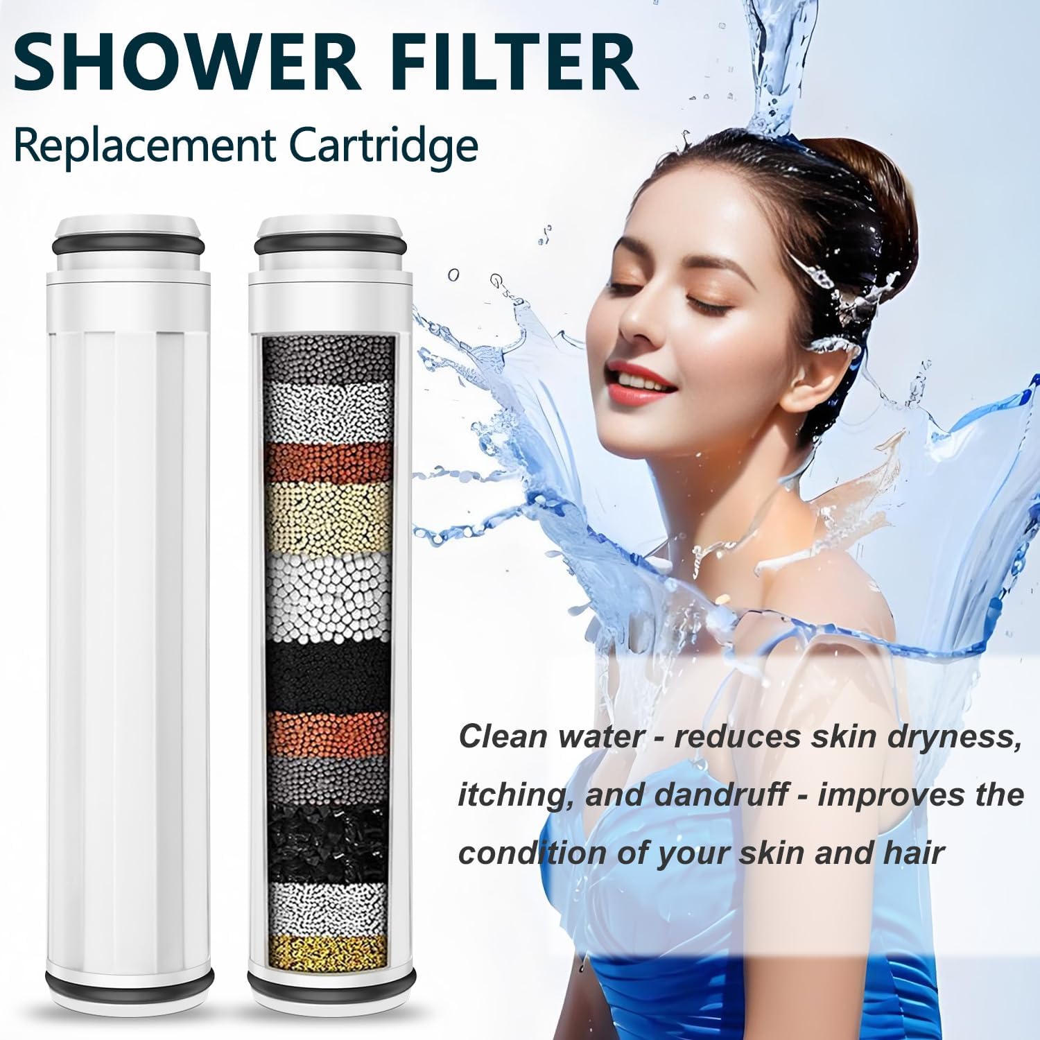 3 PACK Water Replacement Filter for Shower Head,Replacement Filter Replacement Shower Head Filter Cartridge Compatible with FEELSO Handheld Showerhead