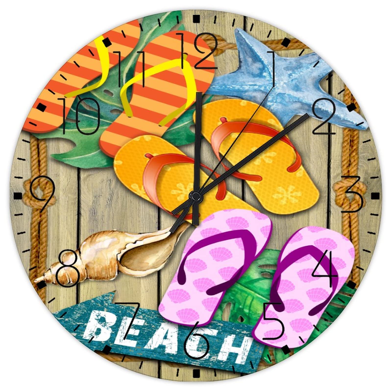 Horloge murale silencieuse sans tic-tac ronde en bois 38,1 cm bleu