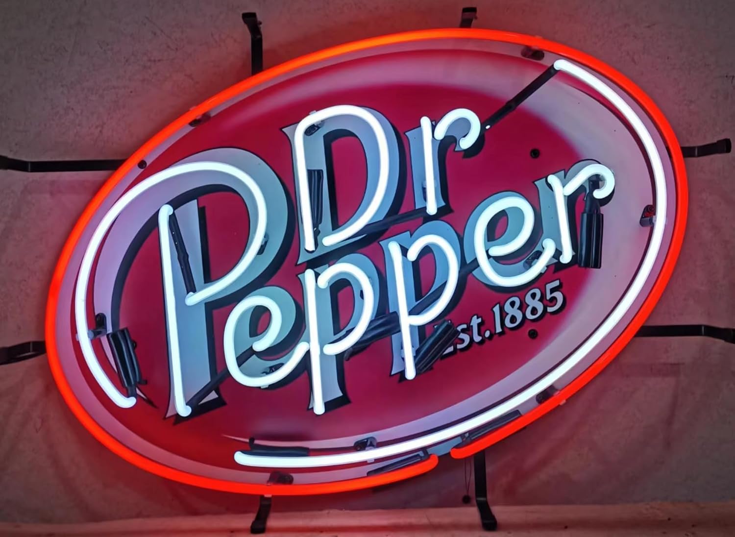 Neon Signs Beer Bar Club Dr Peppers Est.1885 Beer Glass Neon Signs for Office Hotel Cafe Party Man Cave Neon Light Art Wall Lights 24 X 20 Inches