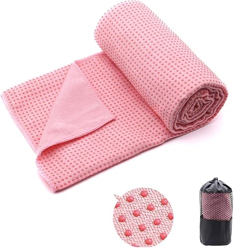 Miniatura 9 de Eunzel Toalla de yoga, toalla para esterilla de yoga caliente con puntos de agarre, absorbente de sudor, antideslizante, para yoga caliente, pilates