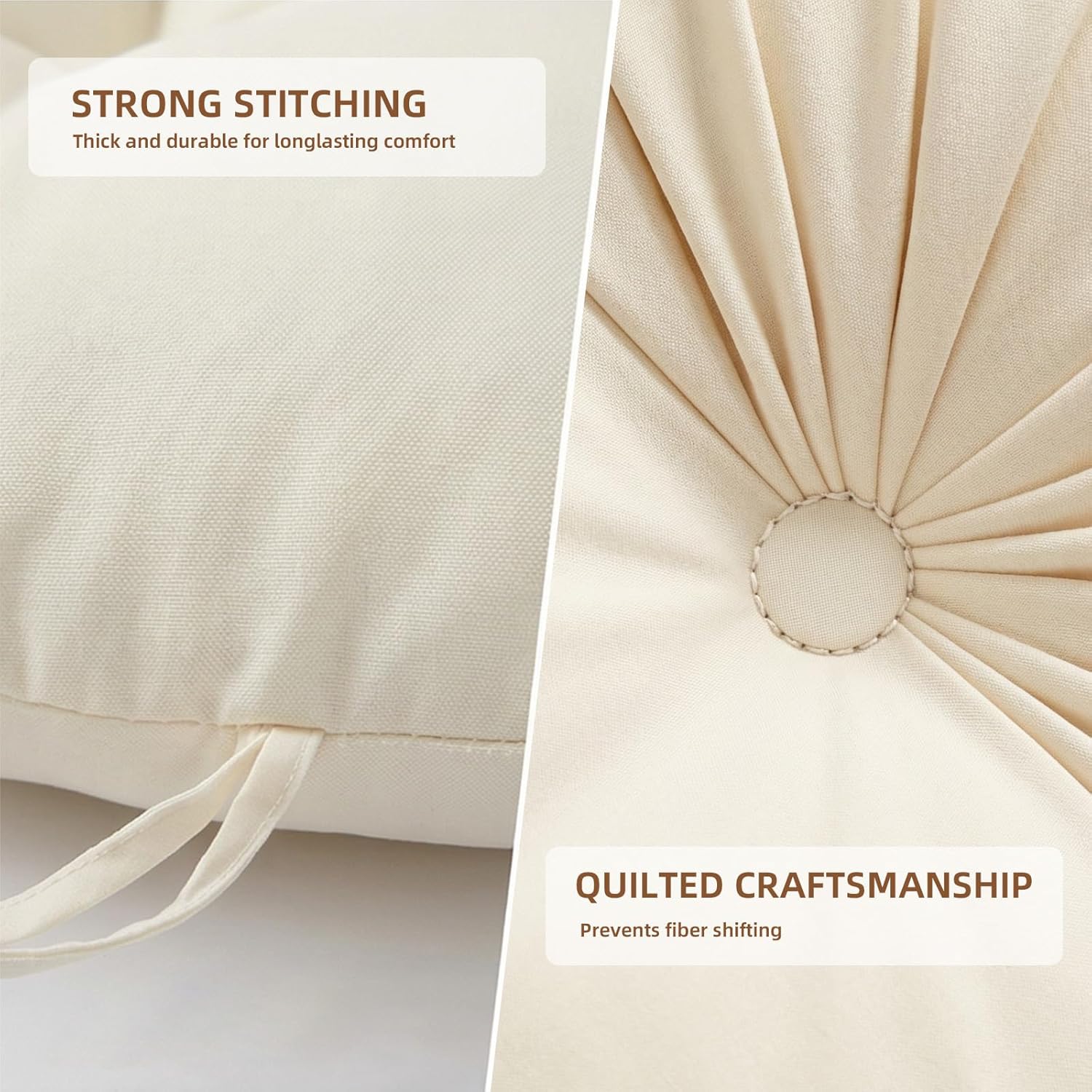 Outdoor Double Egg Chair Cushion, 2-Seater Hanging Egg Chair Cushion with 2 Detachable Pillows, for Indoor and Outdoor Hammock Chair, Patio Swing Chair, Only Cushion (Beige, 59 * 43 * 6in)