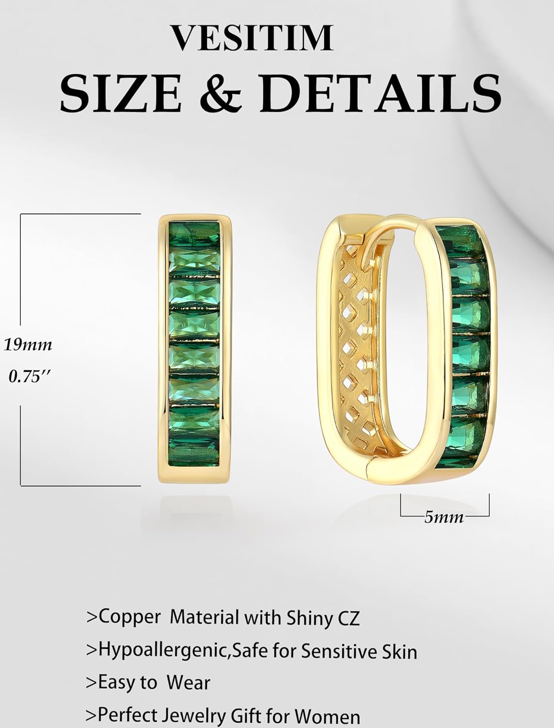 Gold Huggie Hoop Earrings Hypoallergenic Earrings Women Cubic Zirconia Jewelry Gift