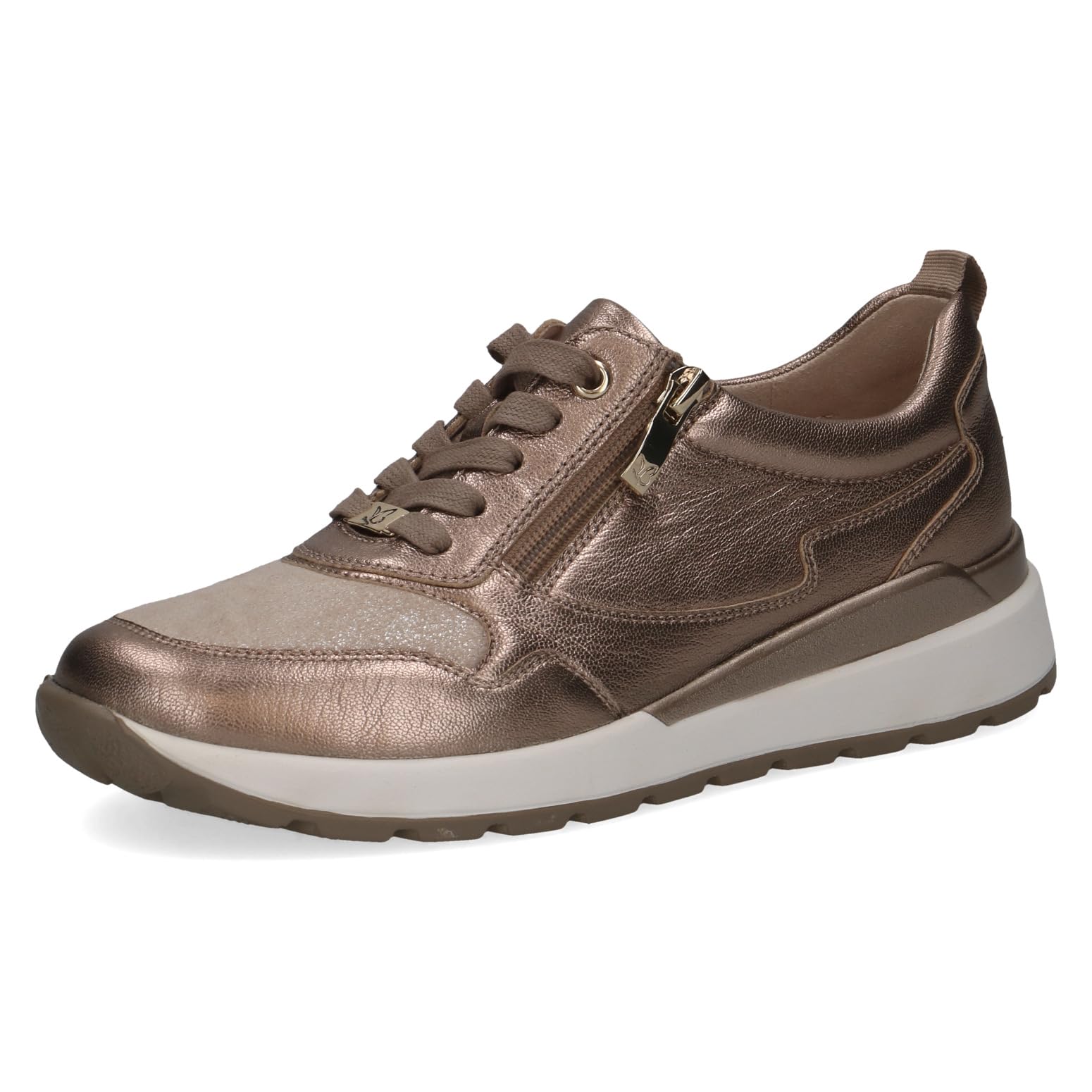 CAPRICE Women's Flat Sneakers, Brown (Taupe MET.Comb), 4 UK