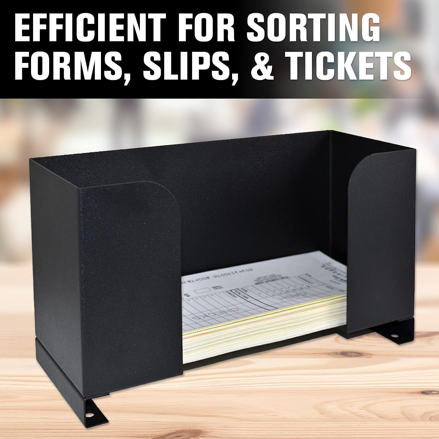 BankSupplies Deposit Ticket Holder - 10W x 4D x 6H - Scratch Resistant Black Steel - Check & Voucher Sorter - Desk Organizer for Deposit Slips, Receipts, Forms, Tickets